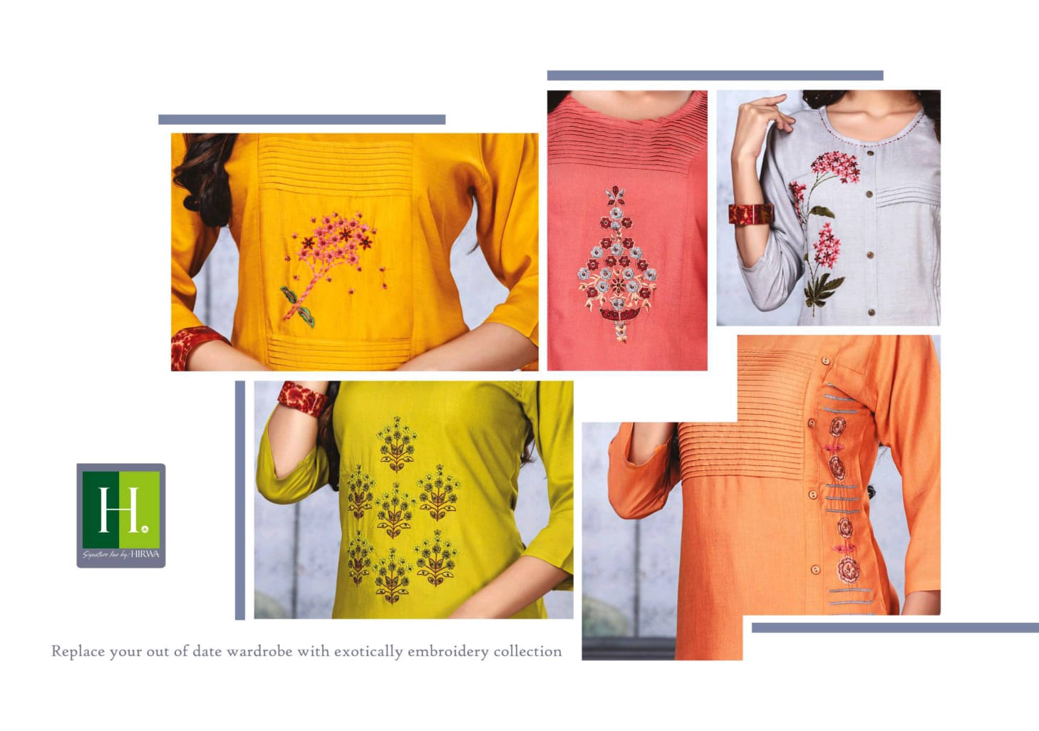 Hirwa Launch Rakhi Vol 3 Rayin With Embroidery Hand Work Kurti Catalogs Seller