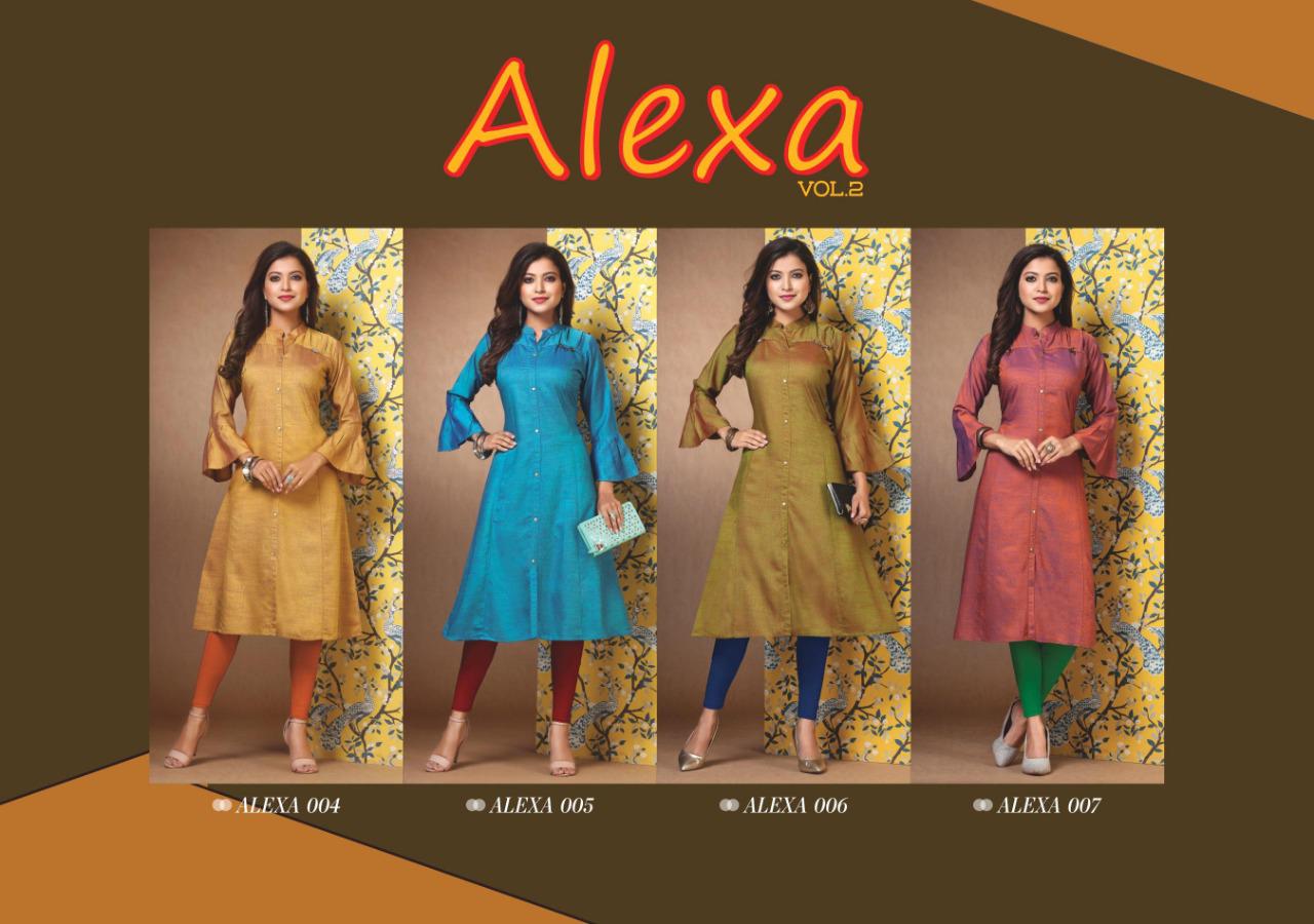 Hirwa Present Alexa Vol 2 Rayon Raw Silk Casual Kurti Online Shopping In Surat