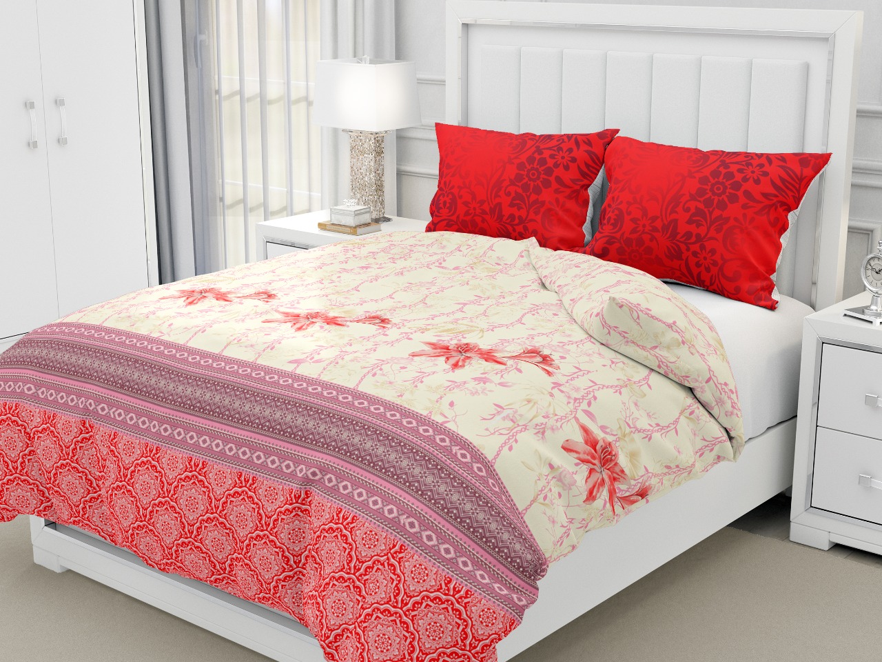 K4u Presents Seven Star King Size Cotton Bedsheet With Matching Pillow Cover