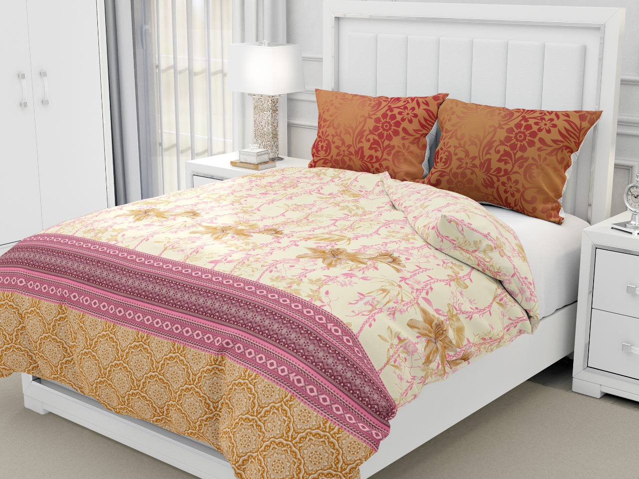 K4u Presents Seven Star King Size Cotton Bedsheet With Matching Pillow Cover