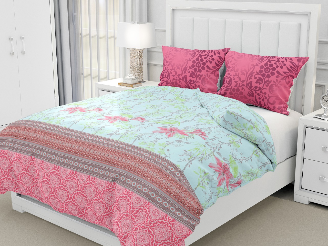 K4u Presents Seven Star King Size Cotton Bedsheet With Matching Pillow Cover