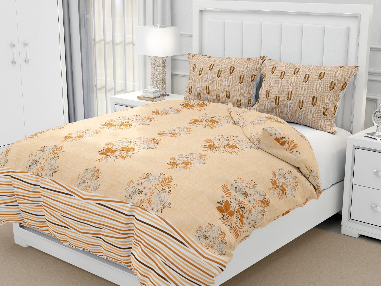 K4u Presents Seven Star King Size Cotton Bedsheet With Matching Pillow Cover