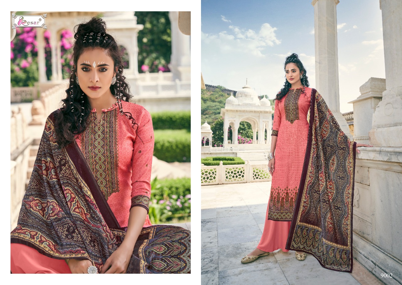 Kesar Presents Hafsha Pure Pashmina Digital Print Winter Collections Suits Catalogs