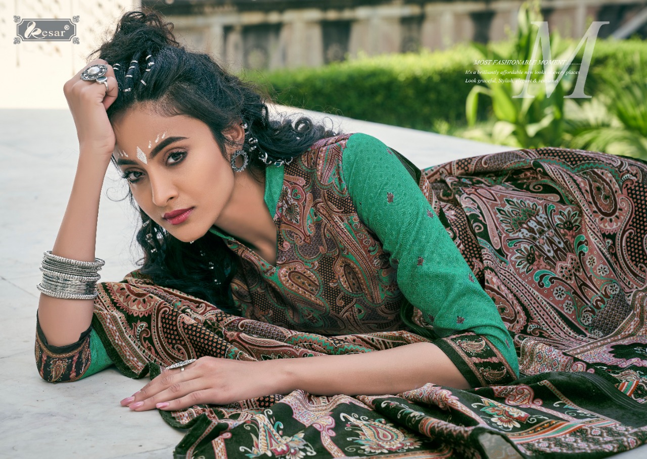 Kesar Presents Hafsha Pure Pashmina Digital Print Winter Collections Suits Catalogs
