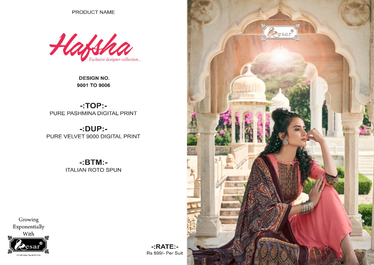 Kesar Presents Hafsha Pure Pashmina Digital Print Winter Collections Suits Catalogs
