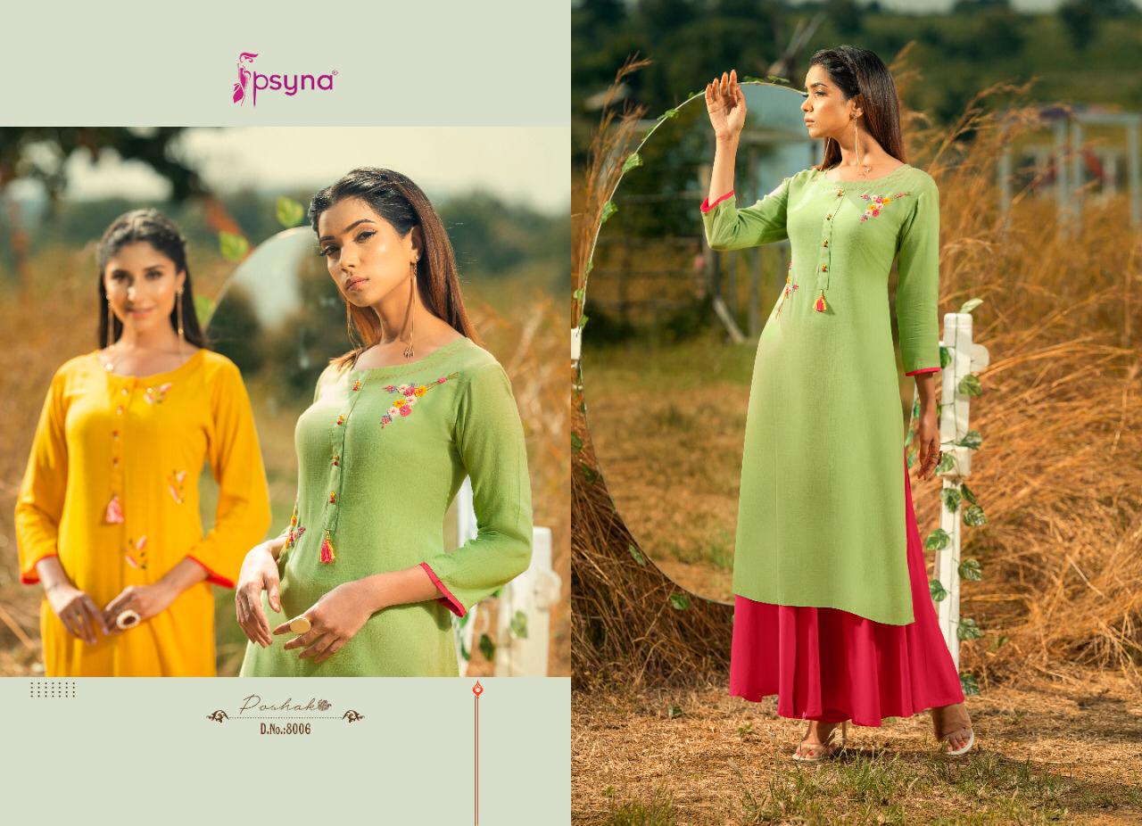 Psyna Launch Poshak Vol 8 Rayon Slub Exclusive Stylish Festive Wear Kurti Catalogs