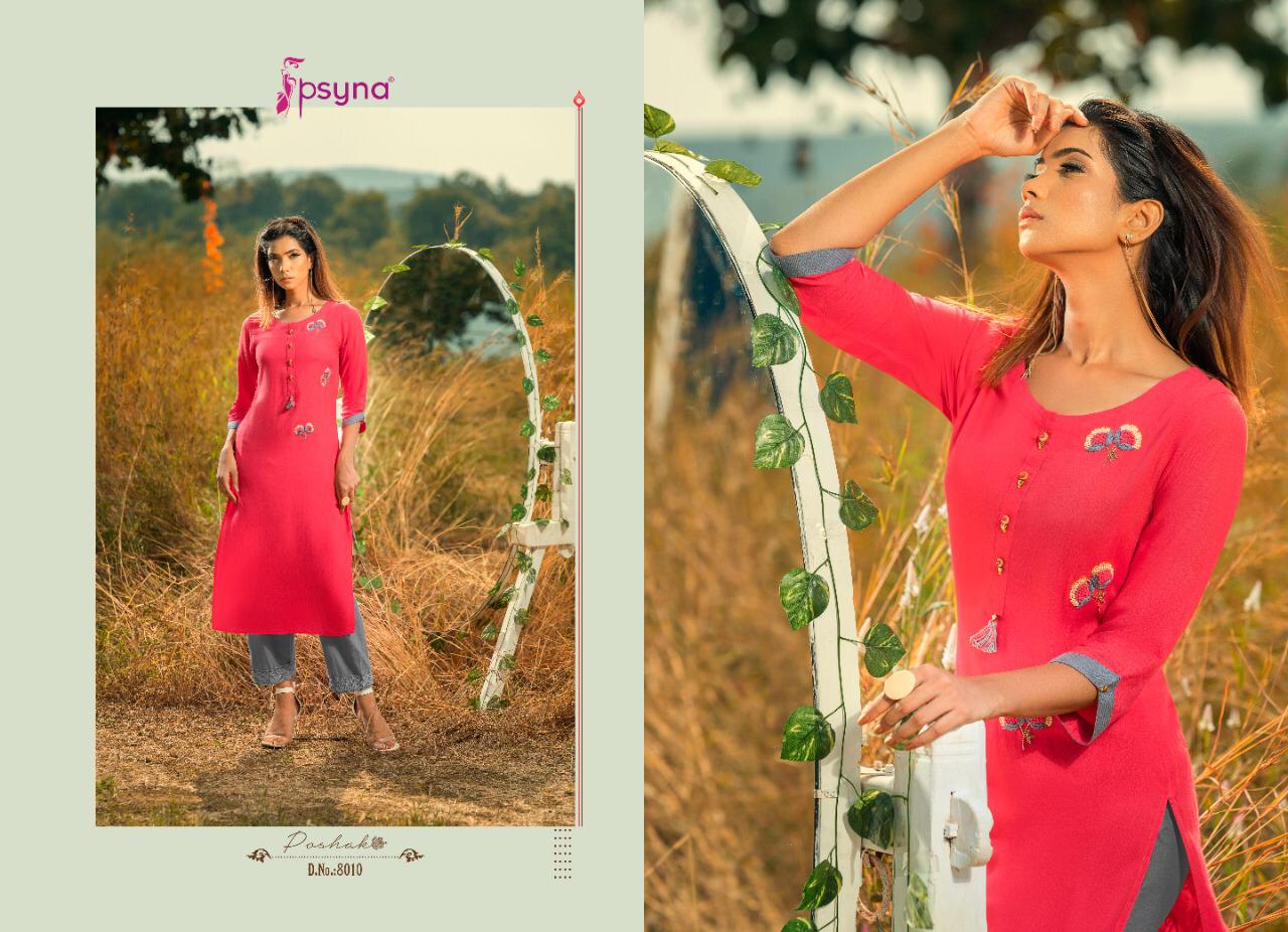 Psyna Launch Poshak Vol 8 Rayon Slub Exclusive Stylish Festive Wear Kurti Catalogs