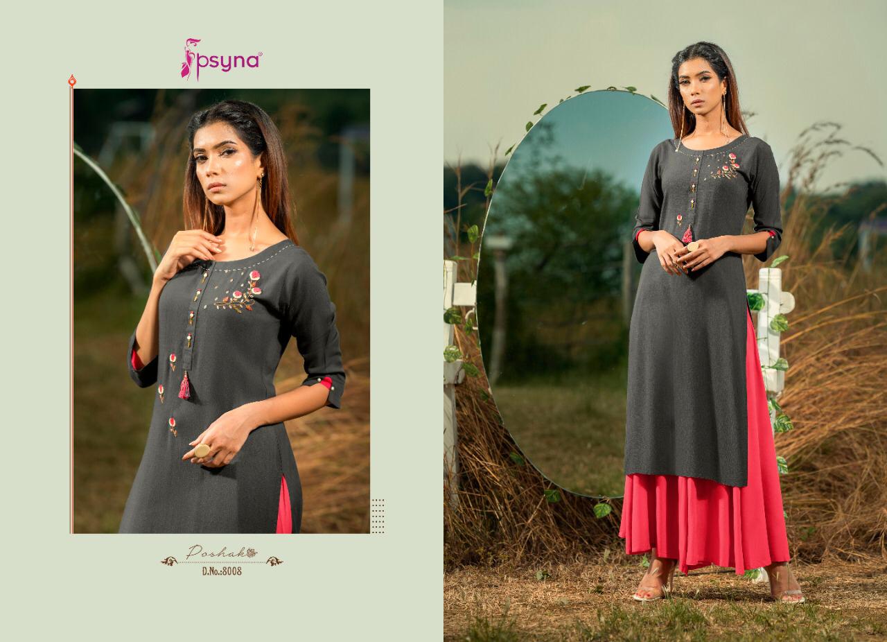 Psyna Launch Poshak Vol 8 Rayon Slub Exclusive Stylish Festive Wear Kurti Catalogs