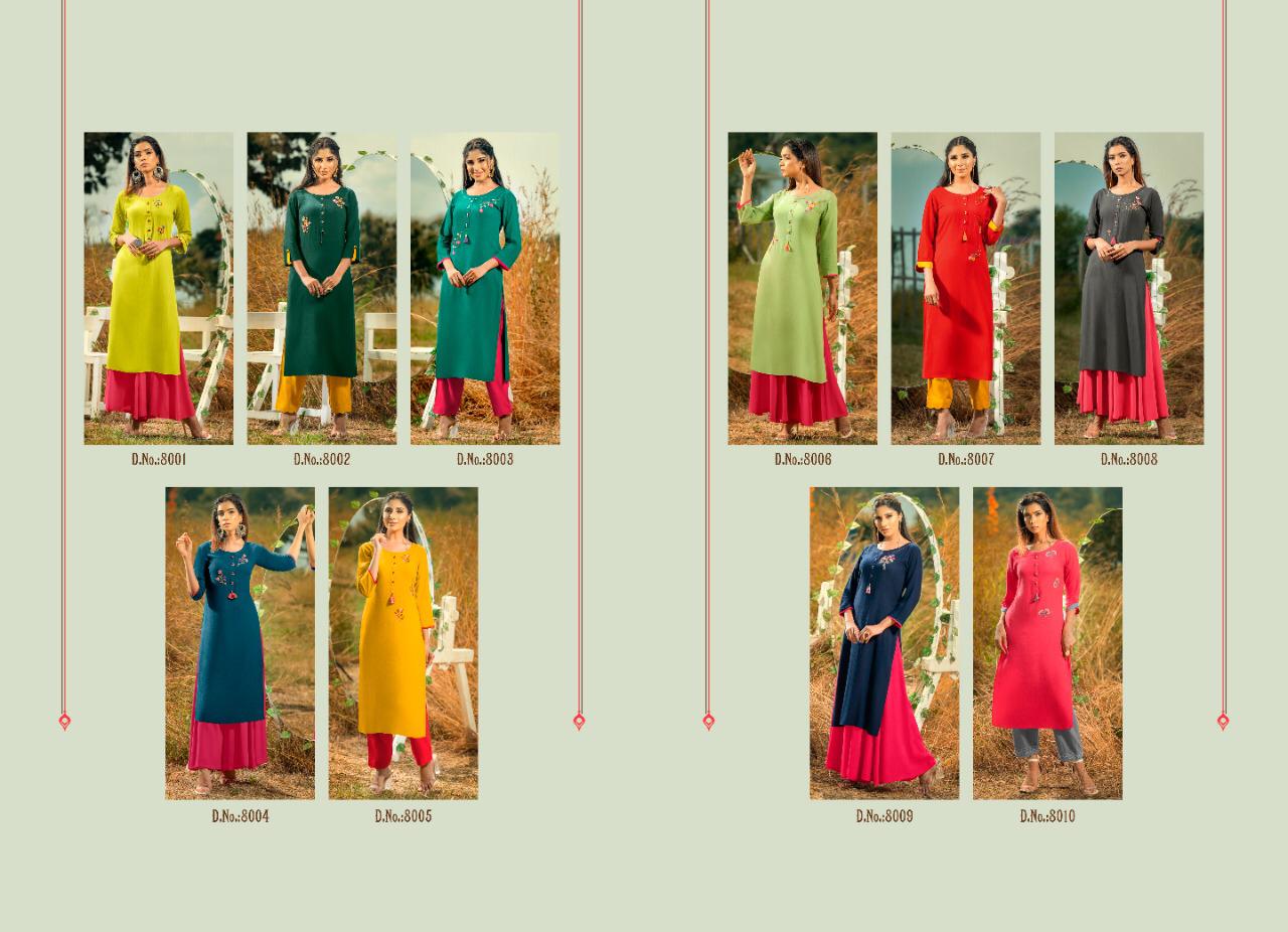 Psyna Launch Poshak Vol 8 Rayon Slub Exclusive Stylish Festive Wear Kurti Catalogs