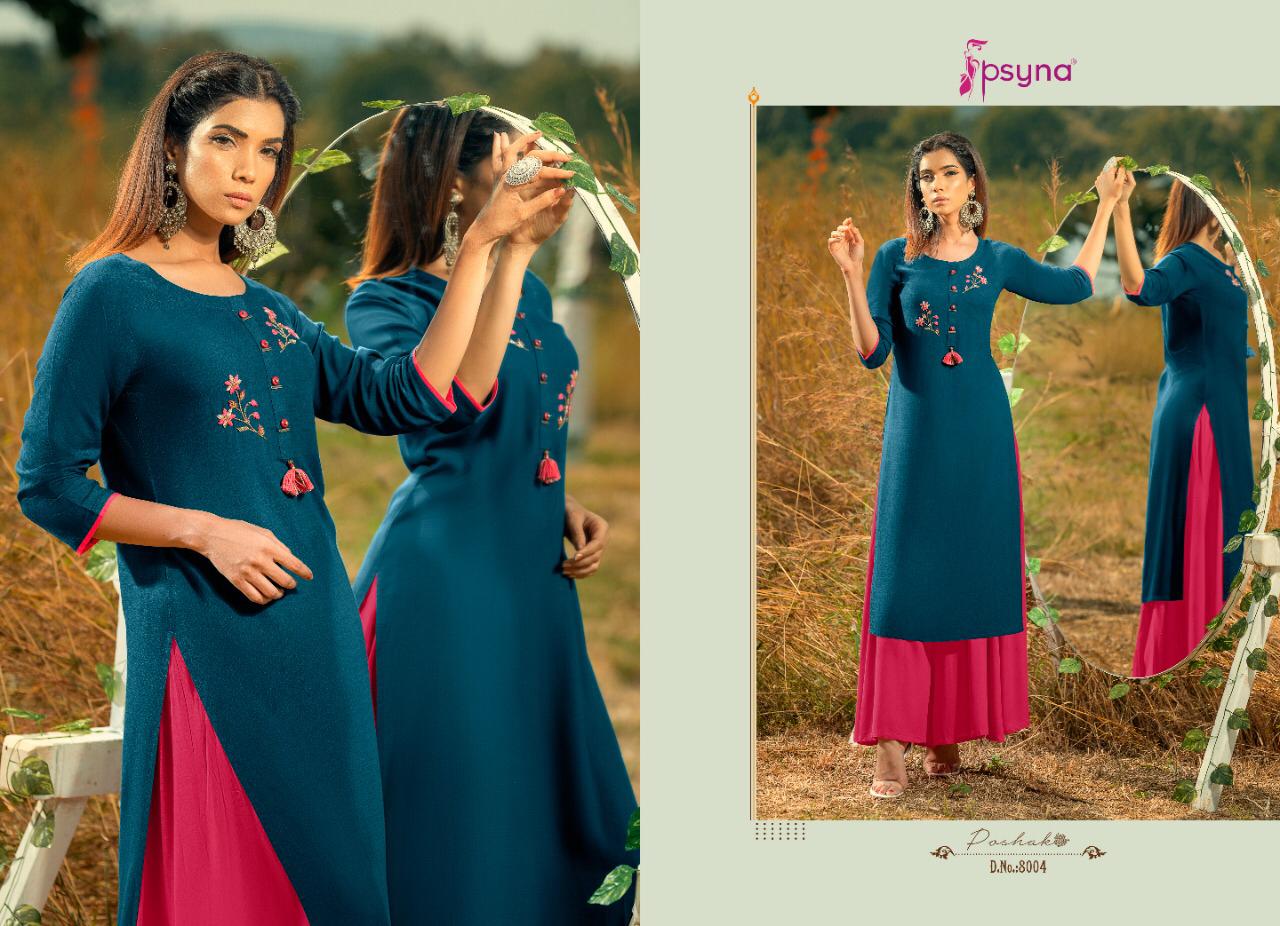 Psyna Launch Poshak Vol 8 Rayon Slub Exclusive Stylish Festive Wear Kurti Catalogs