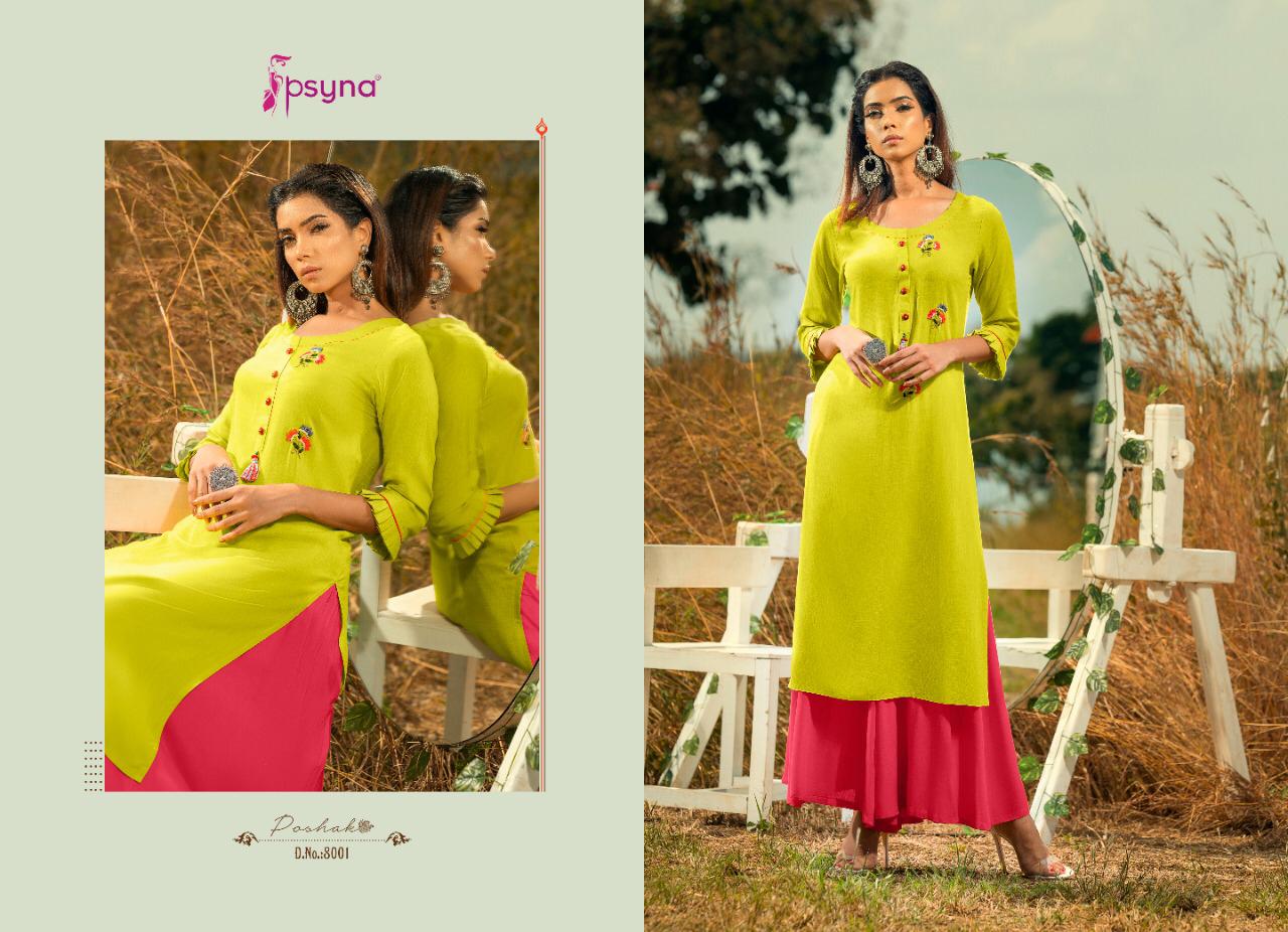 Psyna Launch Poshak Vol 8 Rayon Slub Exclusive Stylish Festive Wear Kurti Catalogs