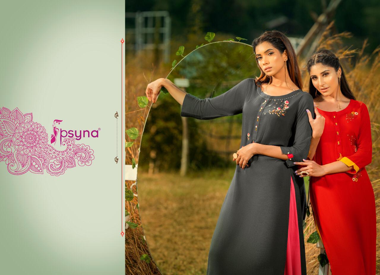Psyna Launch Poshak Vol 8 Rayon Slub Exclusive Stylish Festive Wear Kurti Catalogs