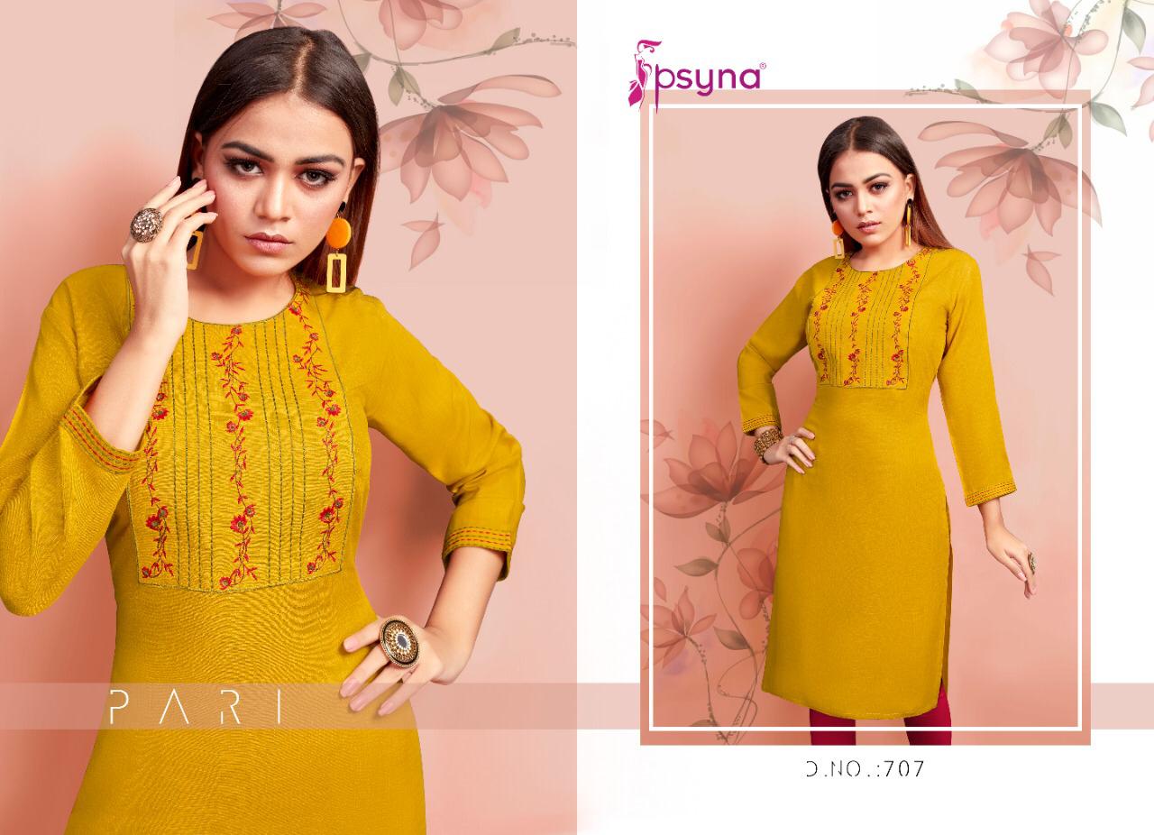 Psyna Presents Pari Vol 7 Rayon Slub Casual Wear Kurti At Lowest Rate In Surat Market