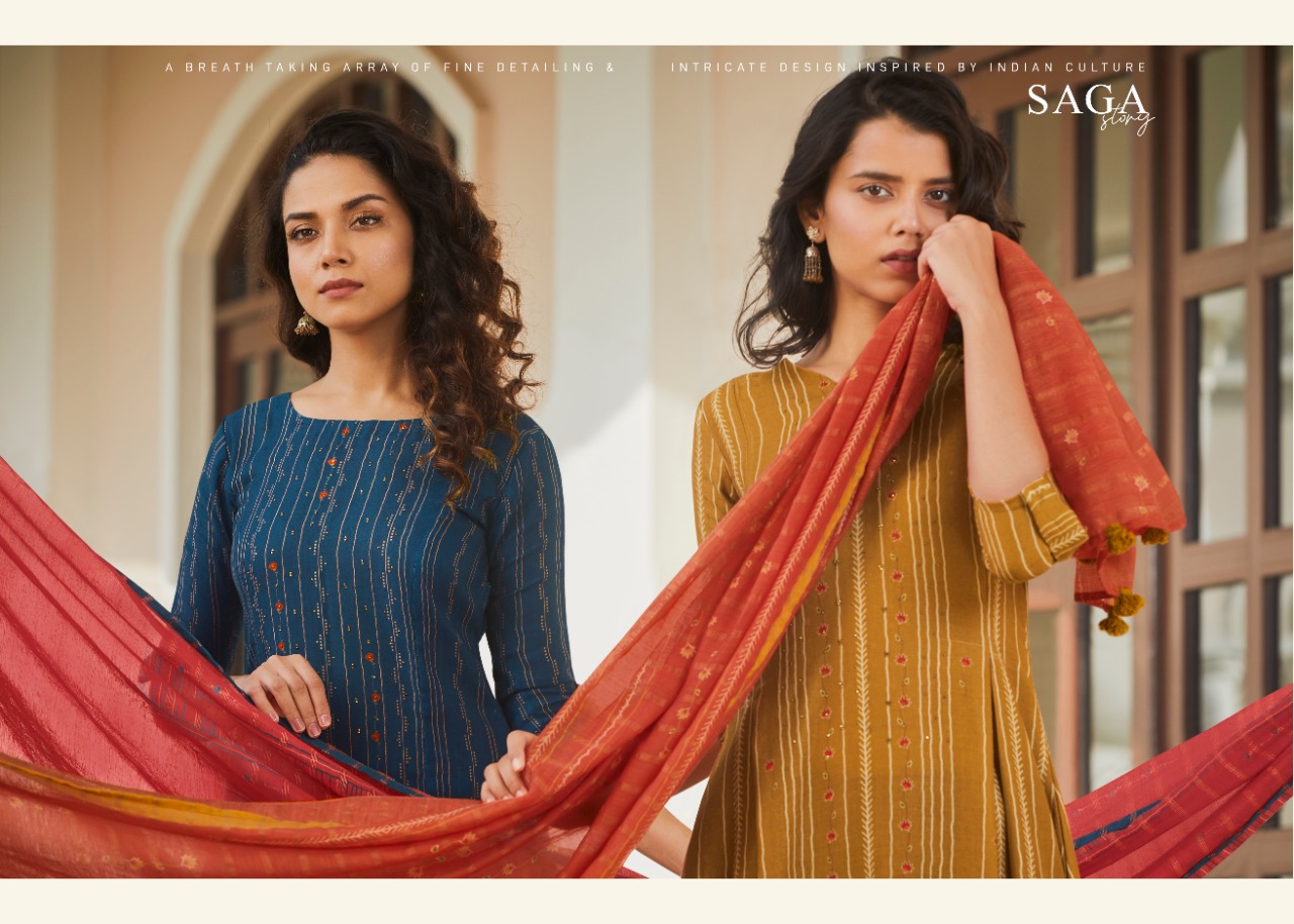 Saga Story By Jay Vijay Pashmina Digital Print With Handwork Salwar Kameez