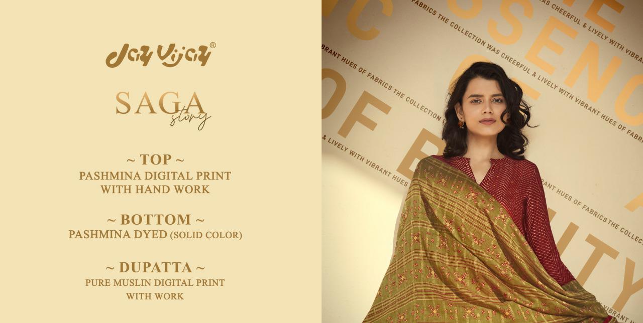 Saga Story By Jay Vijay Pashmina Digital Print With Handwork Salwar Kameez