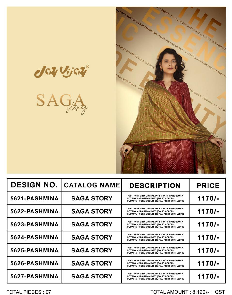 Saga Story By Jay Vijay Pashmina Digital Print With Handwork Salwar Kameez