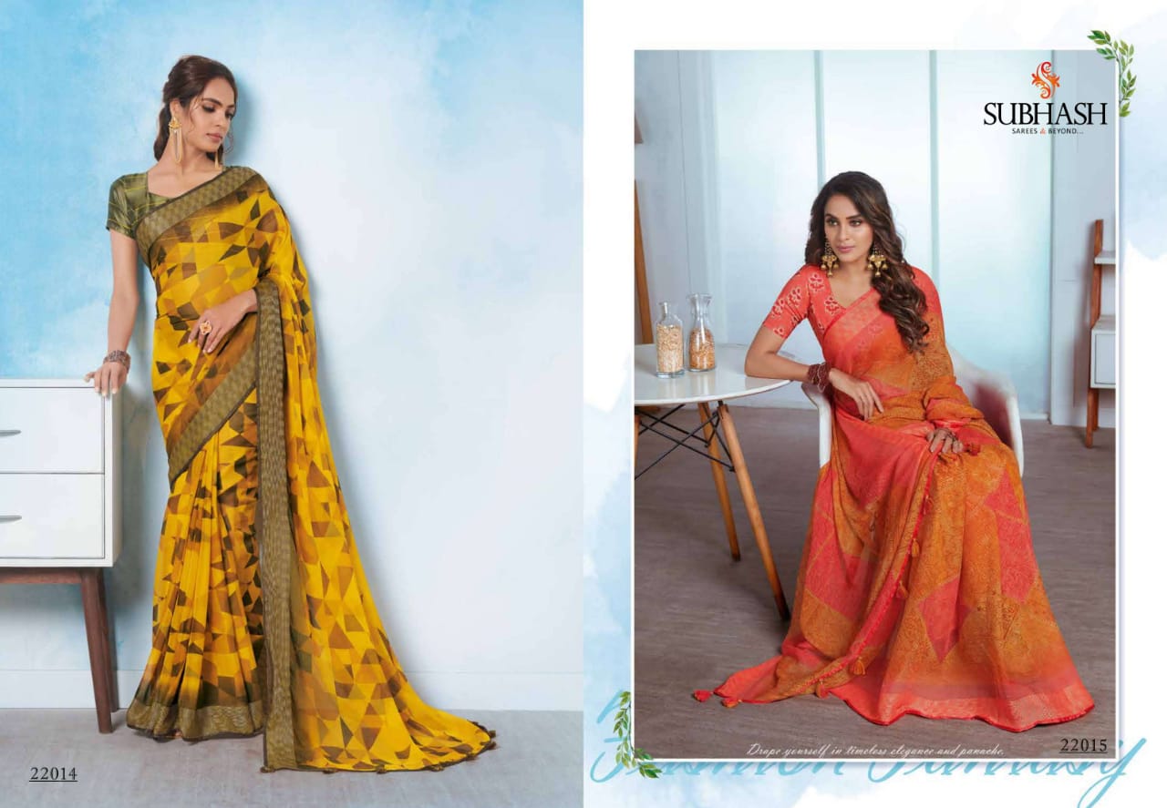 Subhash Saree Sundari Linen 22001-22015 Series Exclusive Synthetic Saree Catalogs