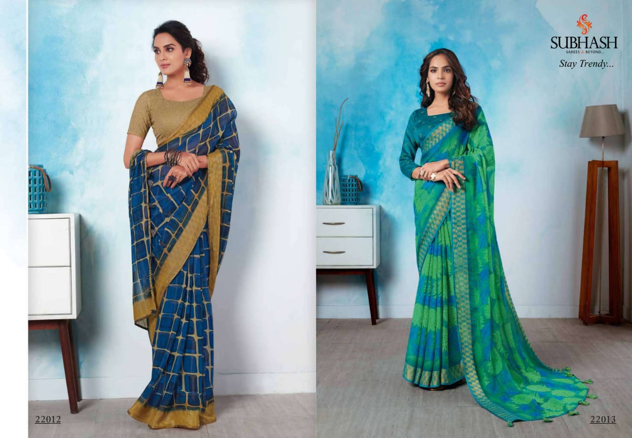 Subhash Saree Sundari Linen 22001-22015 Series Exclusive Synthetic Saree Catalogs