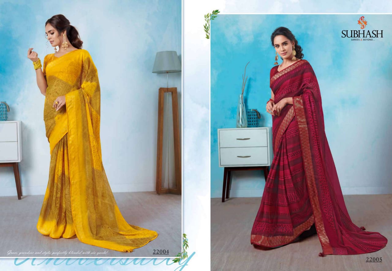 Subhash Saree Sundari Linen 22001-22015 Series Exclusive Synthetic Saree Catalogs