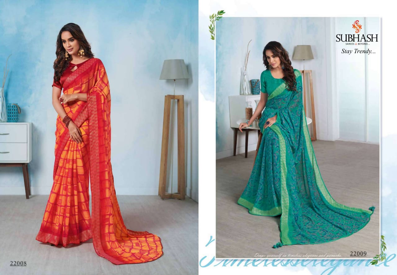 Subhash Saree Sundari Linen 22001-22015 Series Exclusive Synthetic Saree Catalogs