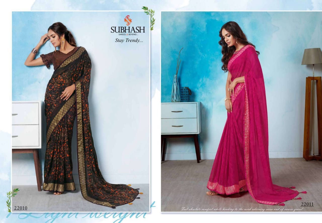 Subhash Saree Sundari Linen 22001-22015 Series Exclusive Synthetic Saree Catalogs