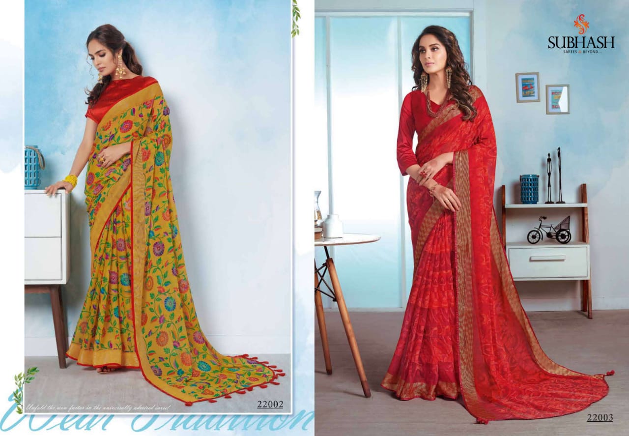 Subhash Saree Sundari Linen 22001-22015 Series Exclusive Synthetic Saree Catalogs