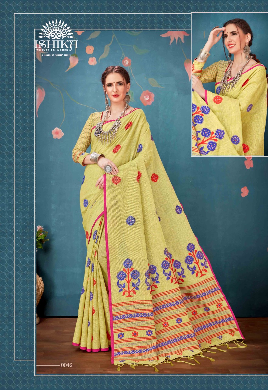 Tanya By Ishika Saree Cotton Linen Casual Wear Classy Look Saree Catalogs Exporter