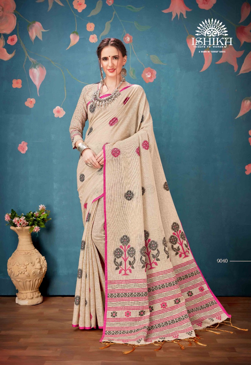 Tanya By Ishika Saree Cotton Linen Casual Wear Classy Look Saree Catalogs Exporter