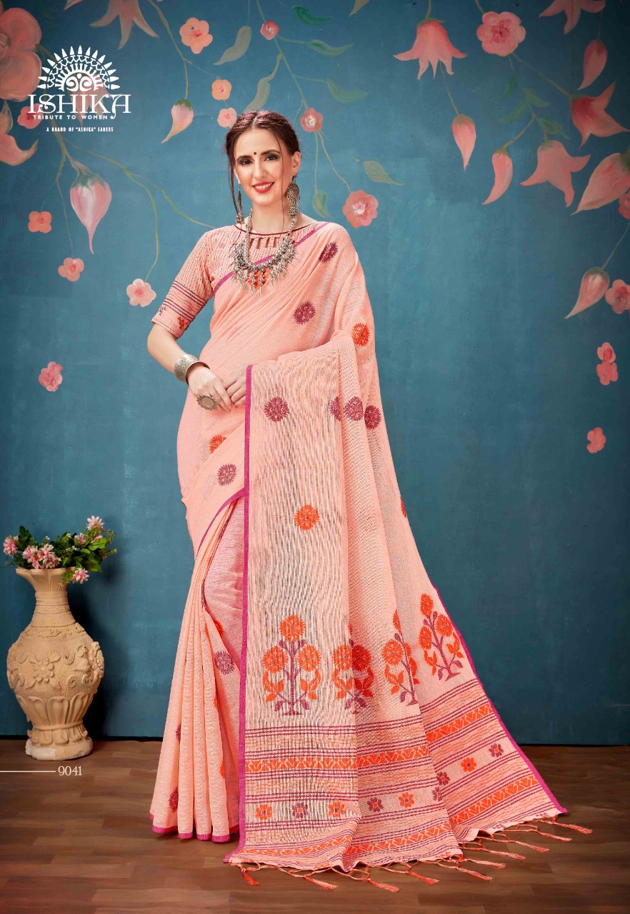 Tanya By Ishika Saree Cotton Linen Casual Wear Classy Look Saree Catalogs Exporter