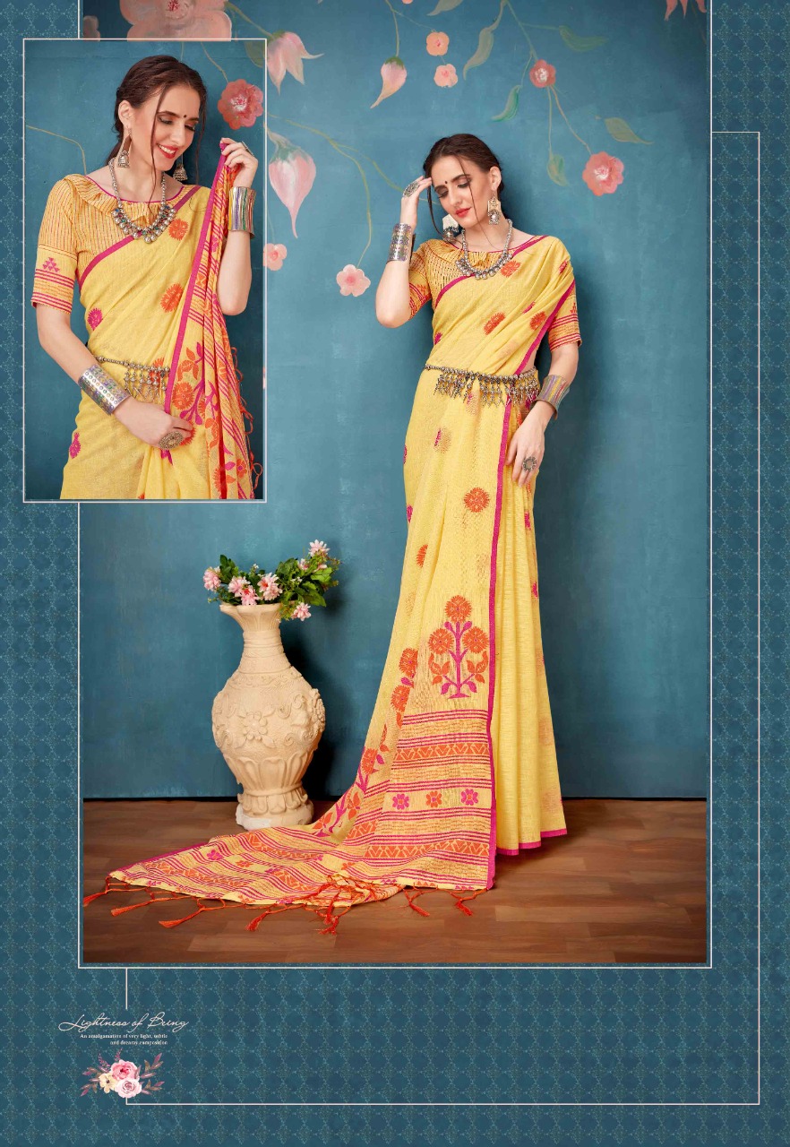 Tanya By Ishika Saree Cotton Linen Casual Wear Classy Look Saree Catalogs Exporter