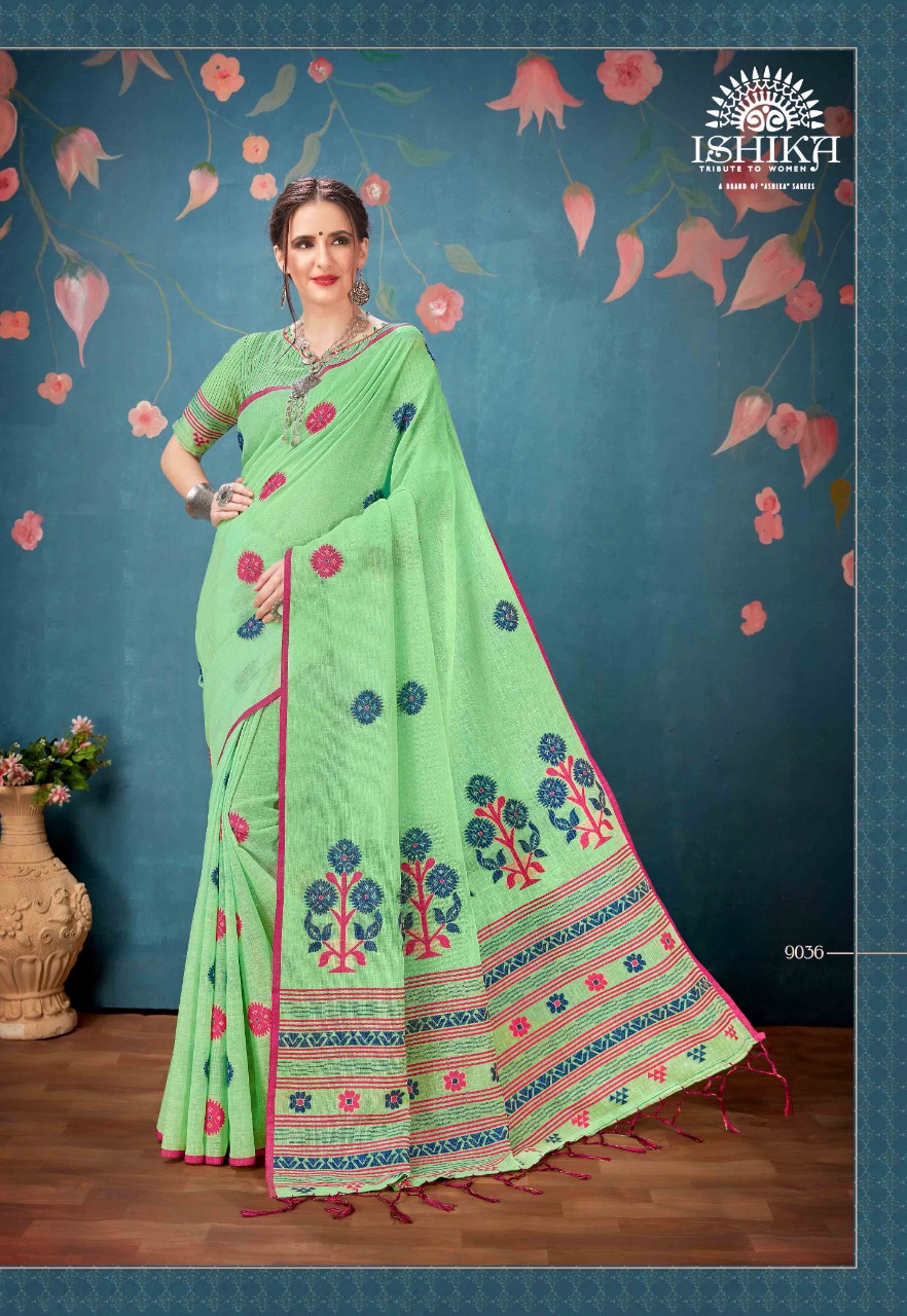 Tanya By Ishika Saree Cotton Linen Casual Wear Classy Look Saree Catalogs Exporter