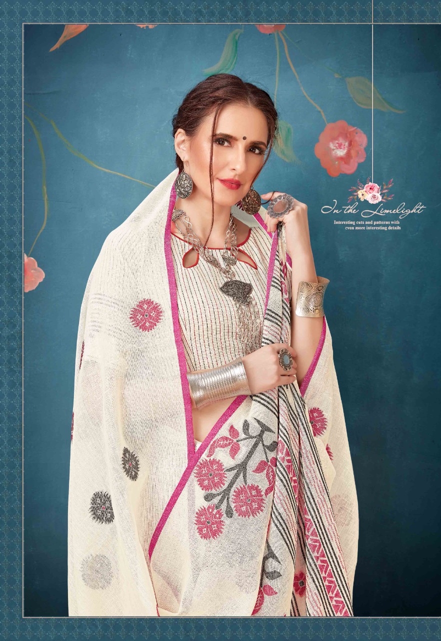 Tanya By Ishika Saree Cotton Linen Casual Wear Classy Look Saree Catalogs Exporter