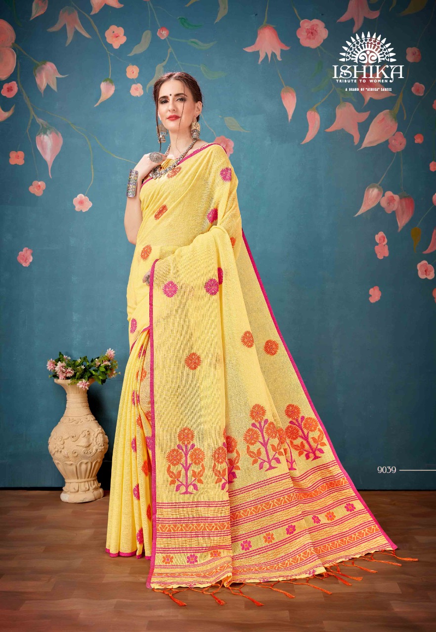 Tanya By Ishika Saree Cotton Linen Casual Wear Classy Look Saree Catalogs Exporter