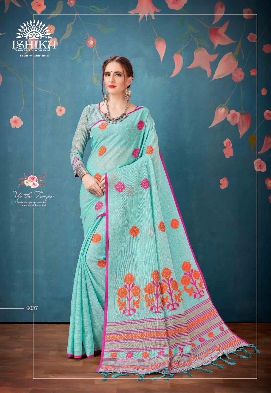 Tanya By Ishika Saree Cotton Linen Casual Wear Classy Look Saree Catalogs Exporter