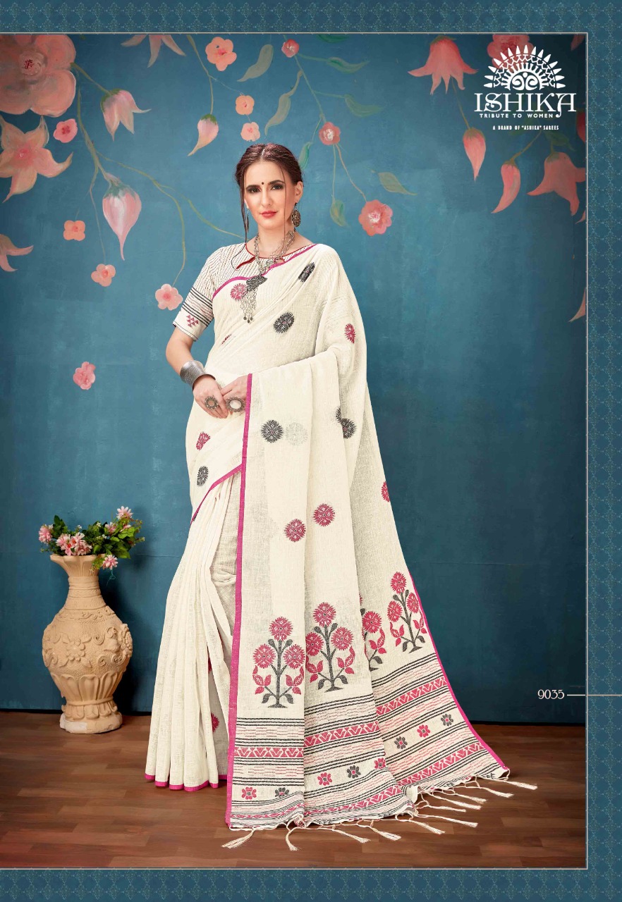 Tanya By Ishika Saree Cotton Linen Casual Wear Classy Look Saree Catalogs Exporter
