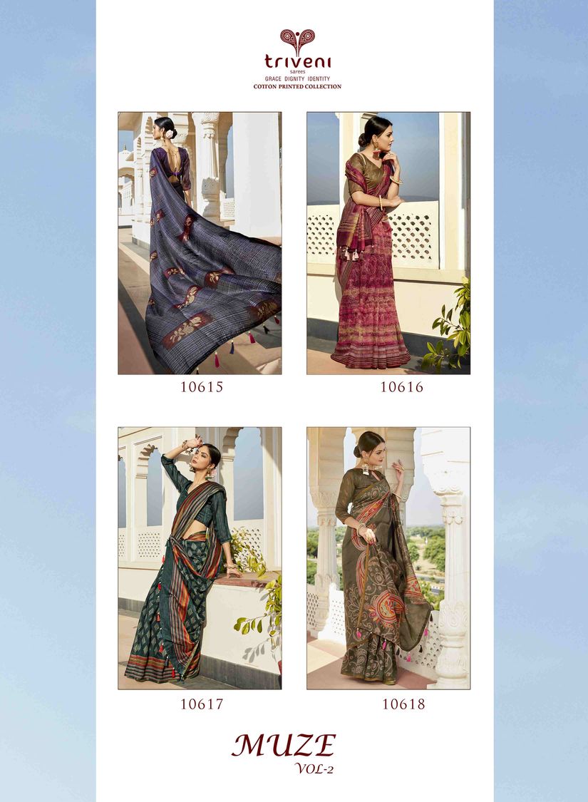 Triveni Muze Vol 2 Cotton Print Traditional Look Saree Online Supplier In Surat Market