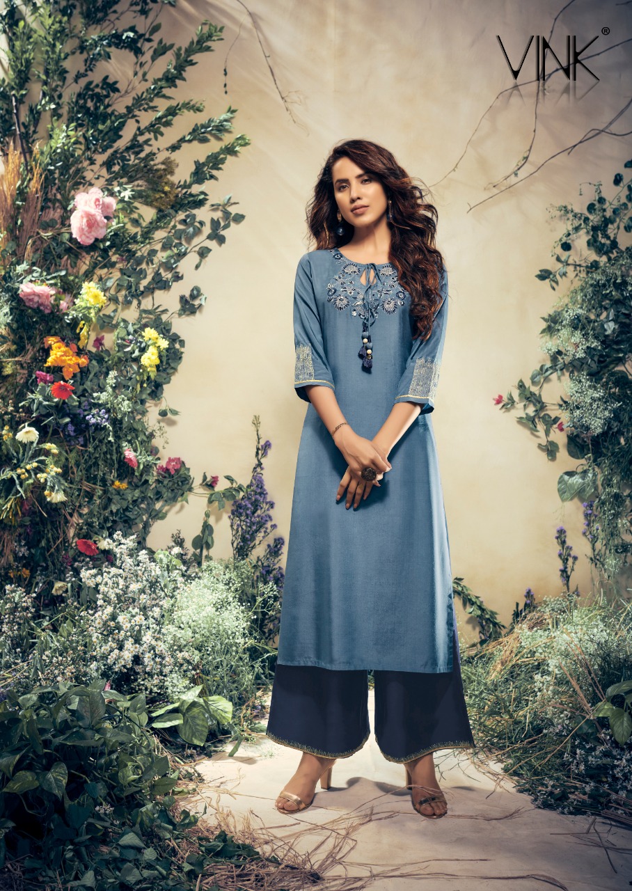 Vintage By Vink Pure Viscose Festive Collections Kurti With Plazzo In Surat Market