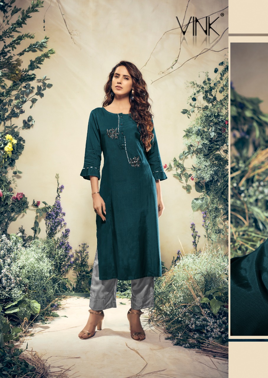 Vintage By Vink Pure Viscose Festive Collections Kurti With Plazzo In Surat Market