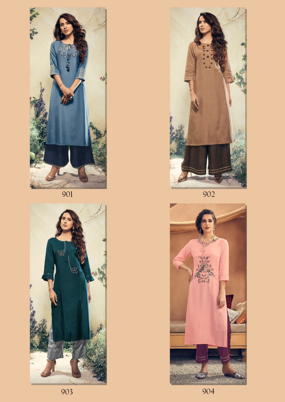 Vintage By Vink Pure Viscose Festive Collections Kurti With Plazzo In Surat Market