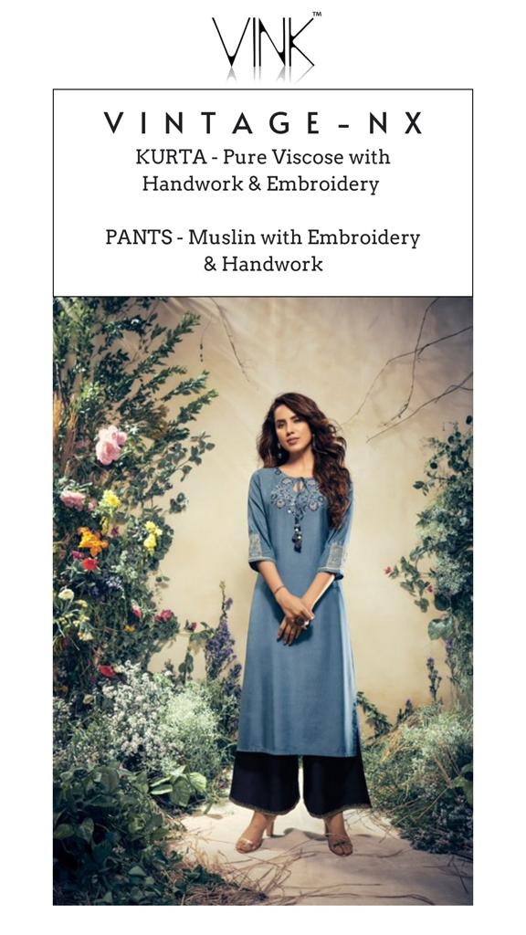 Vintage By Vink Pure Viscose Festive Collections Kurti With Plazzo In Surat Market