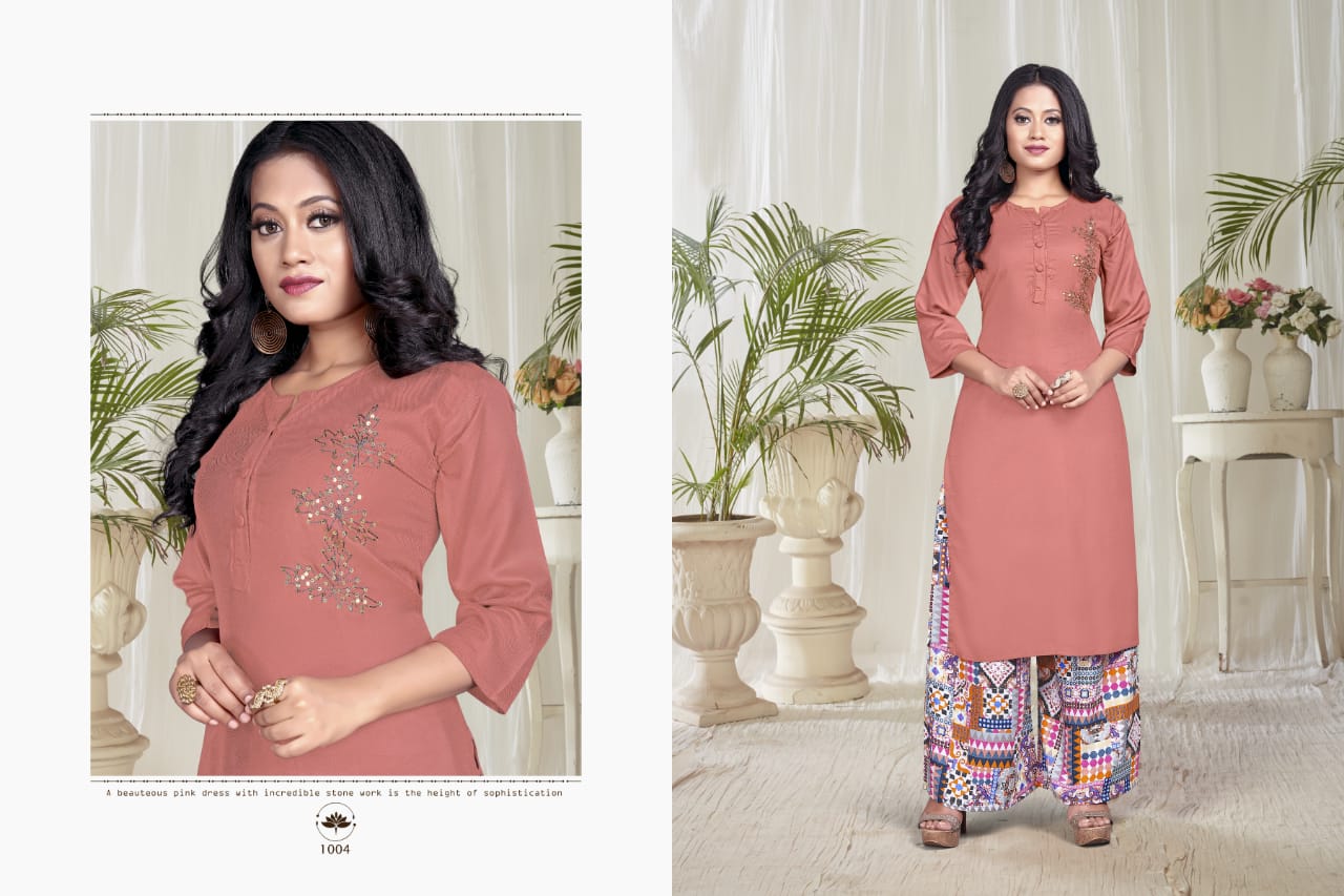 Vrunda Tex Launch Riddhi Heavy Rayon Kurti With Plazzo At Online Shopping In Surat