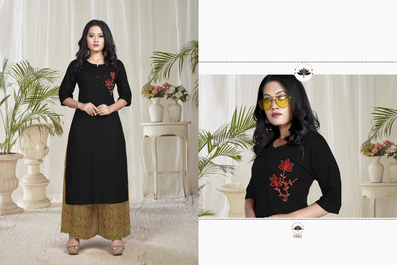 Vrunda Tex Launch Riddhi Heavy Rayon Kurti With Plazzo At Online Shopping In Surat