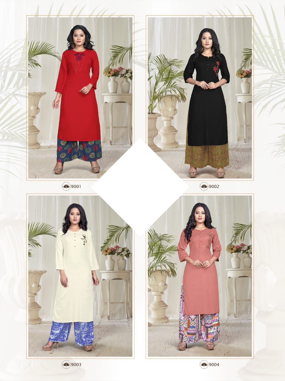 Vrunda Tex Launch Riddhi Heavy Rayon Kurti With Plazzo At Online Shopping In Surat