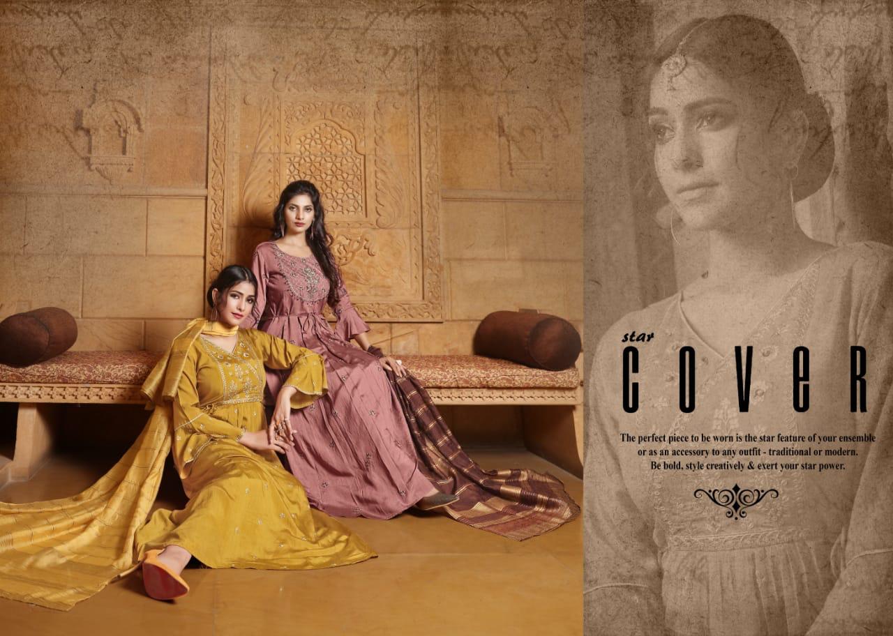 Yami Fashion Gajban Long Party Wear Exclusive Viscose Chanderi Kurti With Dupatta Catalogs