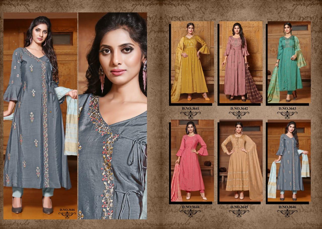 Yami Fashion Gajban Long Party Wear Exclusive Viscose Chanderi Kurti With Dupatta Catalogs