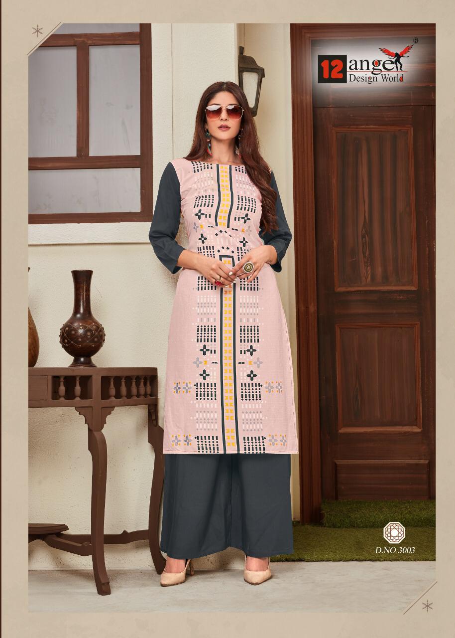 12 Angel Presents Heritage Vol 8 Rayon Digital Print Casual Wear Kurti With Plazzo Set