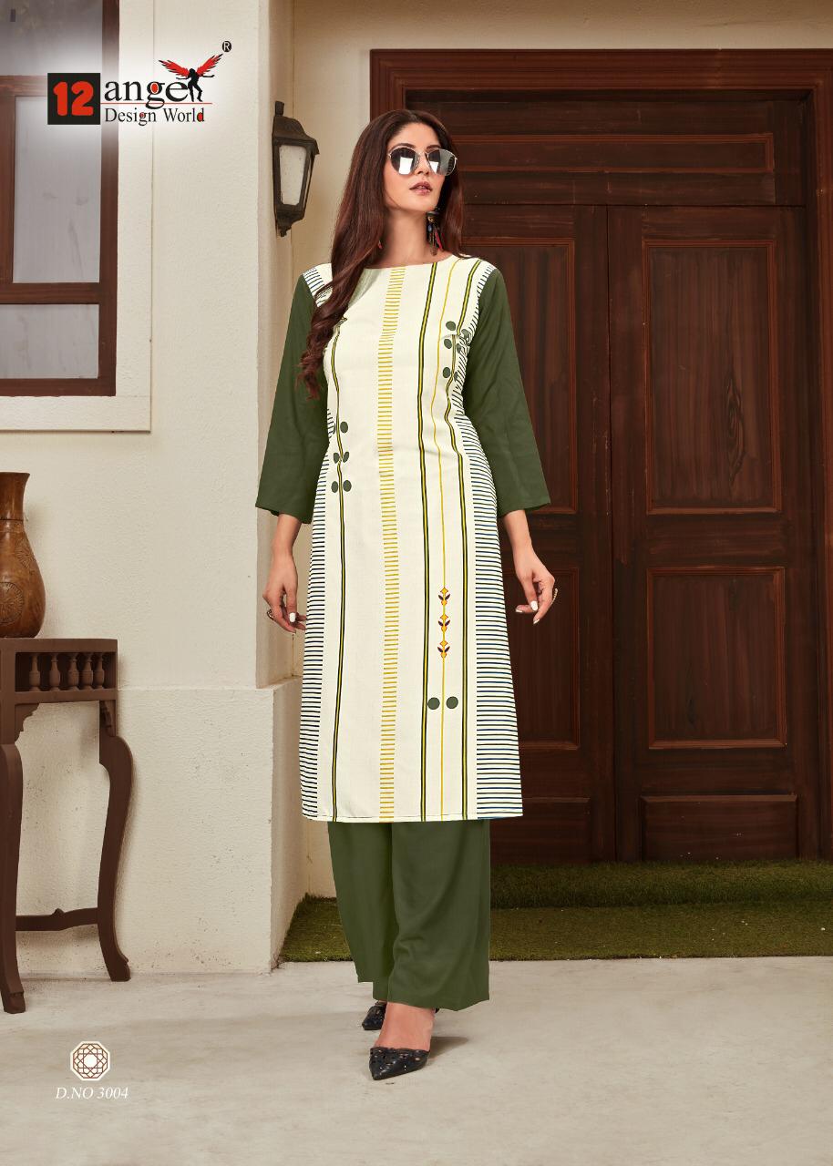 12 Angel Presents Heritage Vol 8 Rayon Digital Print Casual Wear Kurti With Plazzo Set