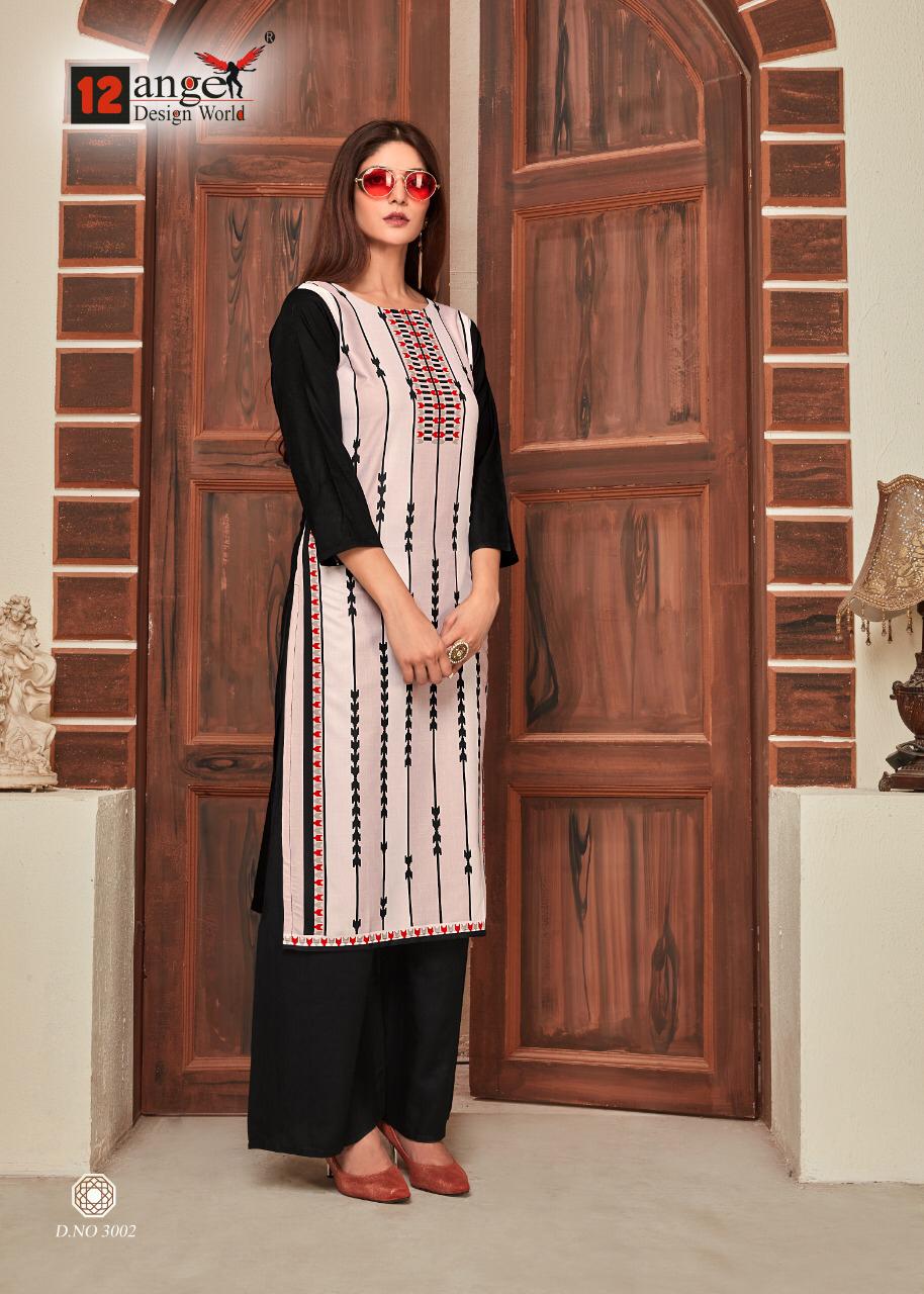 12 Angel Presents Heritage Vol 8 Rayon Digital Print Casual Wear Kurti With Plazzo Set