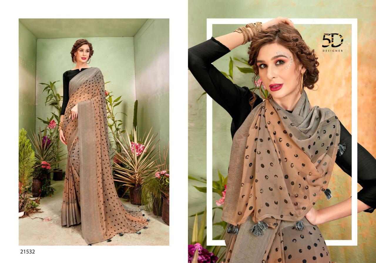 Amber Vol 3 By 5d Designer Crape Georgette With Jacquard Border Casual Wear Saree