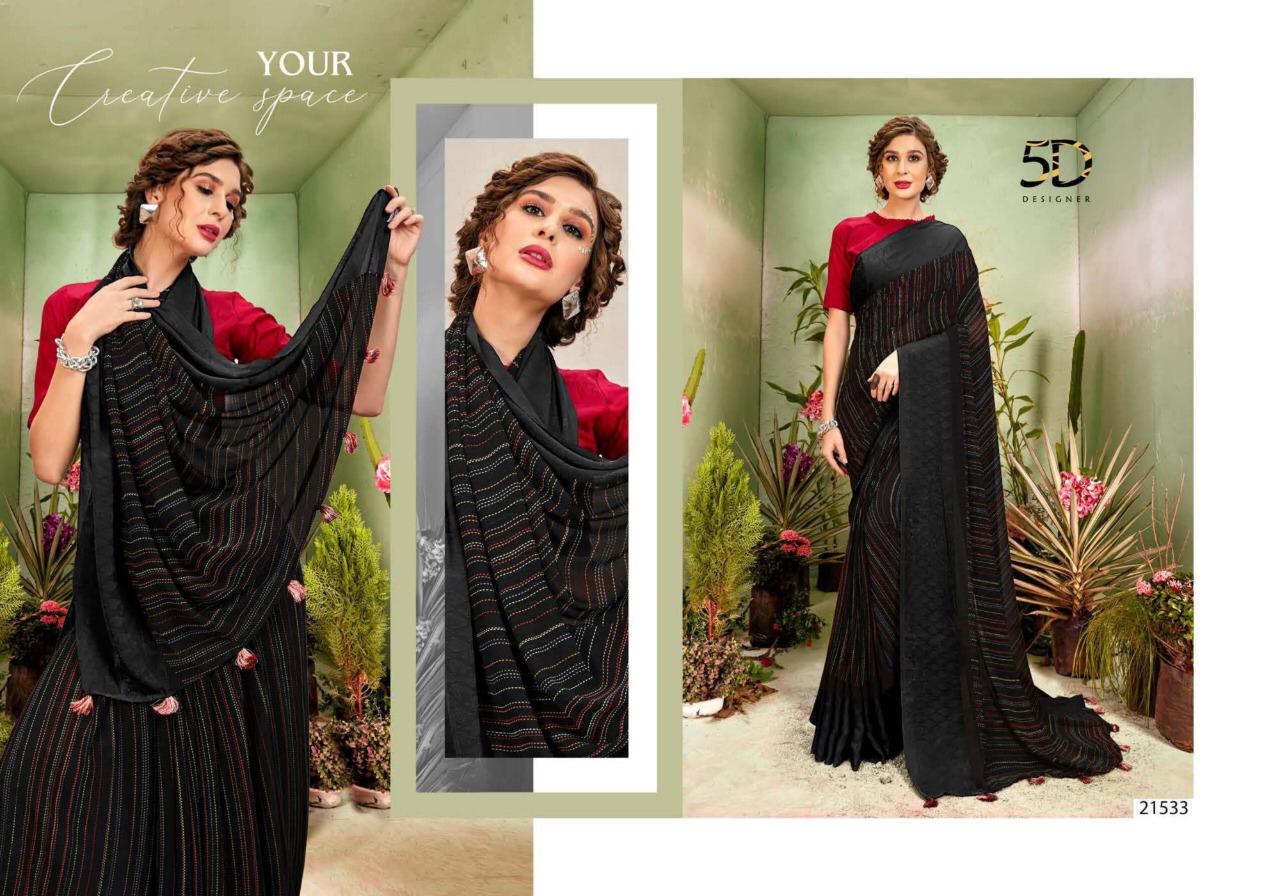 Amber Vol 3 By 5d Designer Crape Georgette With Jacquard Border Casual Wear Saree